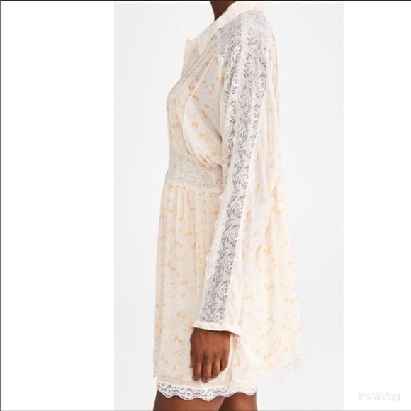 Free People Sheer Romance Mini Dress in Tea Combo Size XS - Picture 3 of 13